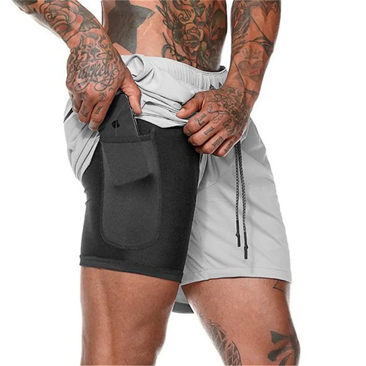 Running Shorts Men 2 In 1 Double-deck Quick Dry GYM Sport Shorts Fitness Jogging Workout Shorts Men Sports Short Pants