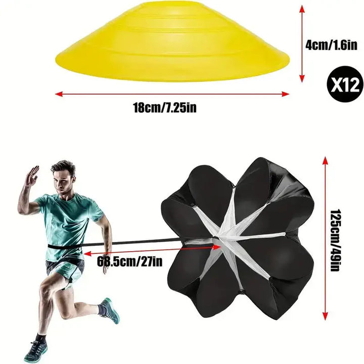 1set Football Soccer Training Equipment Fitness Speed Training Resistant Parachute Chute Running Umbrella