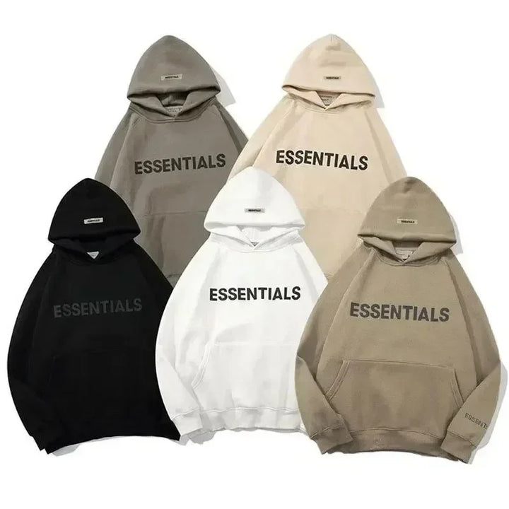 Essentials Hoodie 3D Rubber Letter Logo Sweatshirt High Quality Hip Hop Loose Unisex Extra Large Fashion Brand Pullover Hoodie