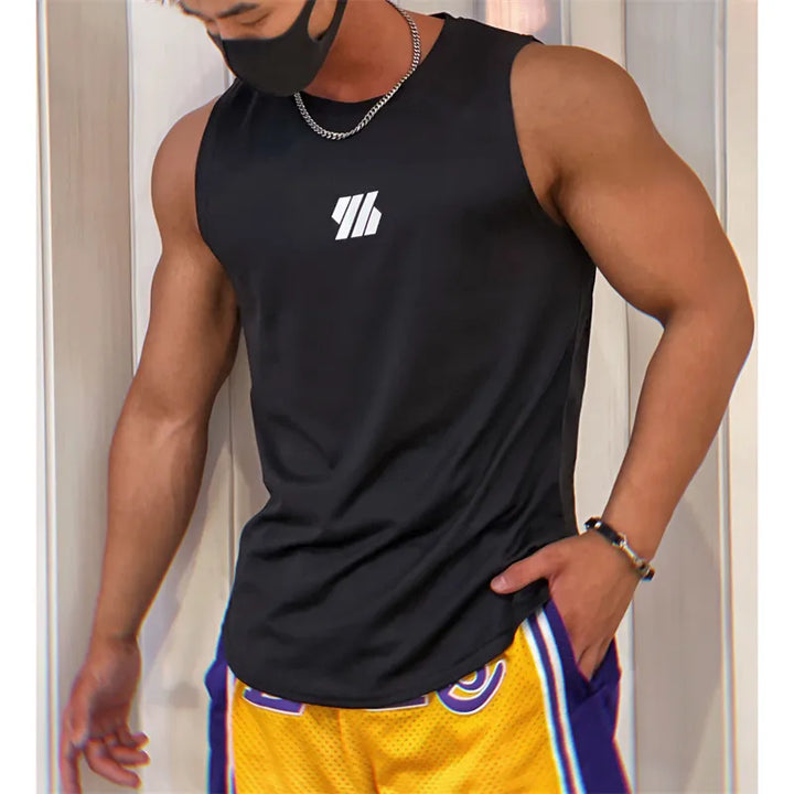 Summer Gym Vest High-Quality mesh Shirt Sleeveless T-shirts Men Tank Tops running Fitness Sports Vest men Clothing