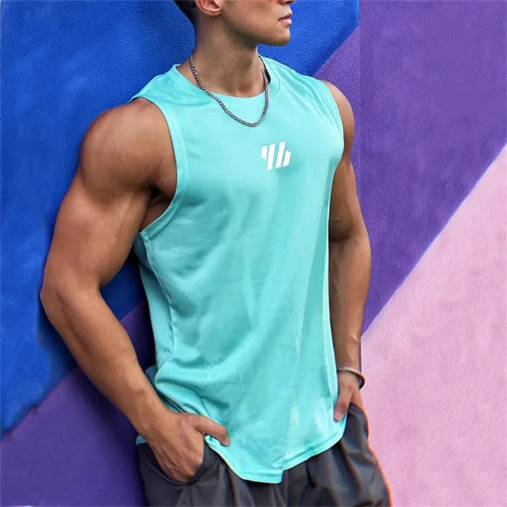 Summer Gym Vest High-Quality mesh Shirt Sleeveless T-shirts Men Tank Tops running Fitness Sports Vest men Clothing