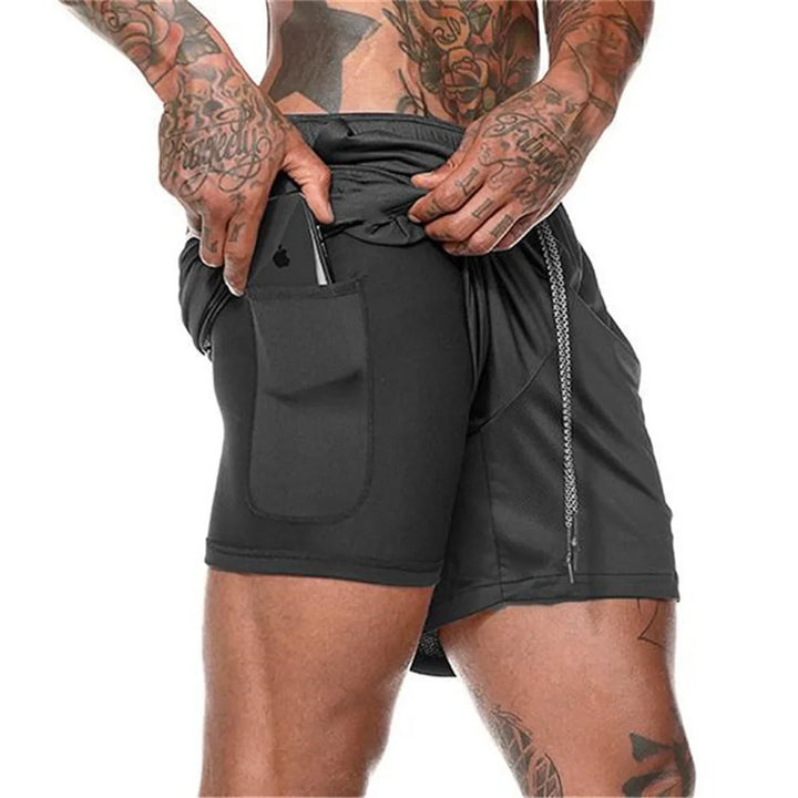 Running Shorts Men 2 In 1 Double-deck Quick Dry GYM Sport Shorts Fitness Jogging Workout Shorts Men Sports Short Pants