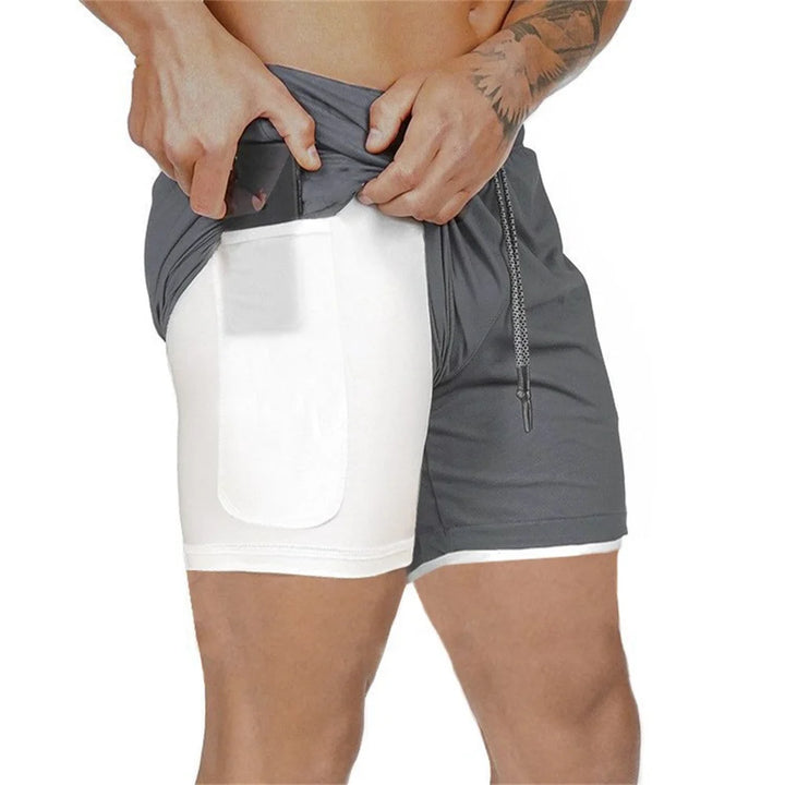 Running Shorts Men 2 In 1 Double-deck Quick Dry GYM Sport Shorts Fitness Jogging Workout Shorts Men Sports Short Pants