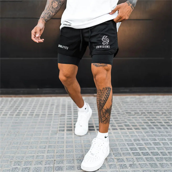 2 In 1 Running Shorts Men Gym Shorts Sport Man 2 In 1 Double-deck Quick Dry Fitness Pants Jogging Pants Sports Sweatpants