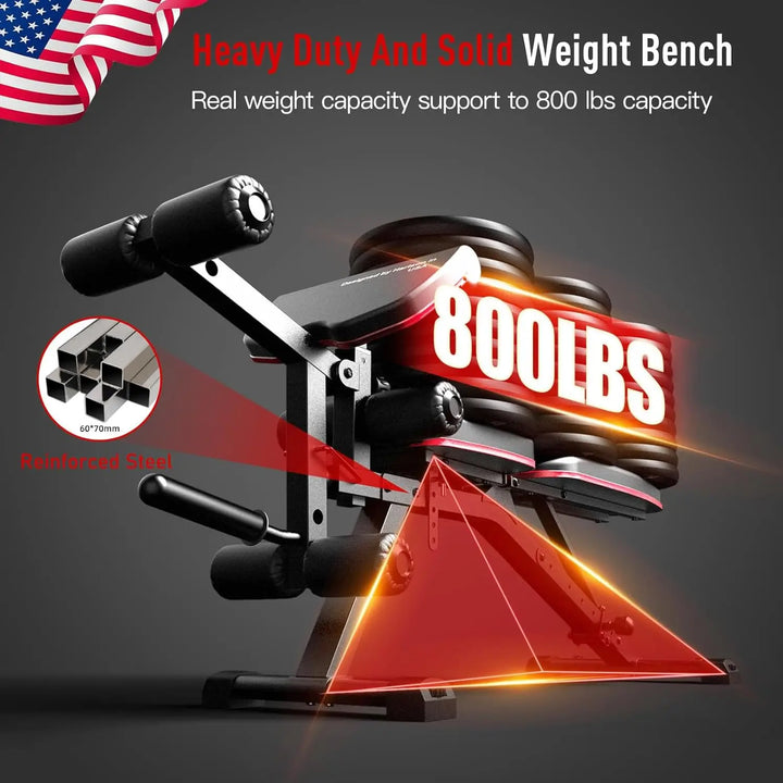 Adjustable Weight Bench with Leg Extension and Preacher Pad Flat Incline Decline Exercise Bench for Home Workout WeightTraining