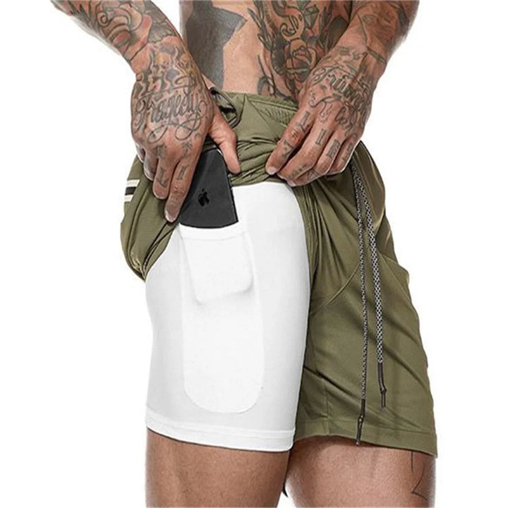 Running Shorts Men 2 In 1 Double-deck Quick Dry GYM Sport Shorts Fitness Jogging Workout Shorts Men Sports Short Pants