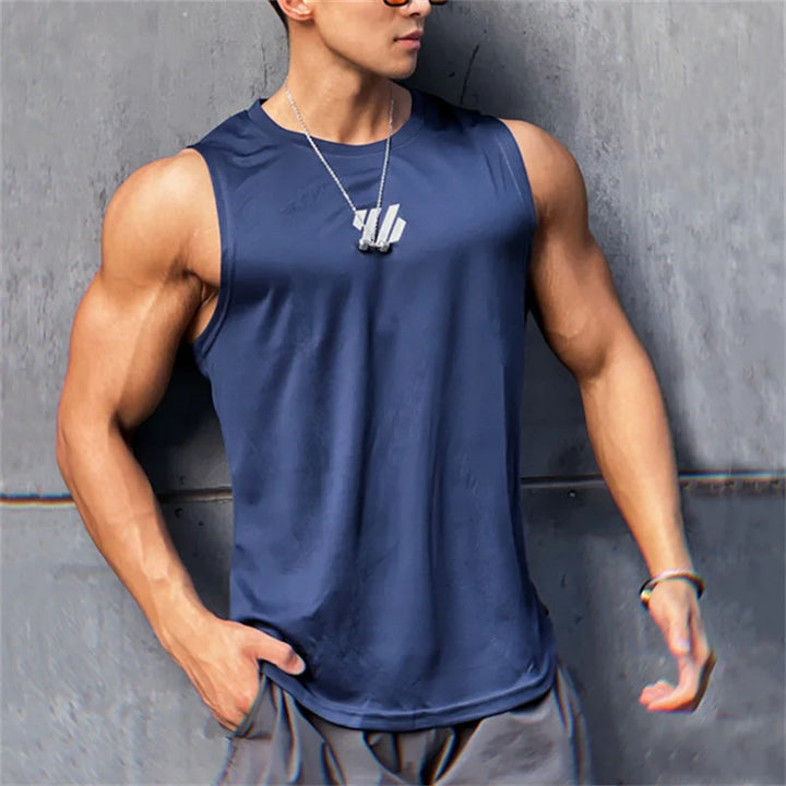 Summer Gym Vest High-Quality mesh Shirt Sleeveless T-shirts Men Tank Tops running Fitness Sports Vest men Clothing