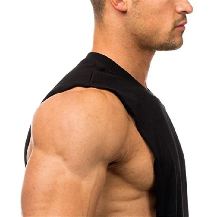 Gym Clothing Fitness Mens Sides Cut Off T-shirts Dropped Armholes Bodybuilding Tank Tops Workout Sleeveless Vest