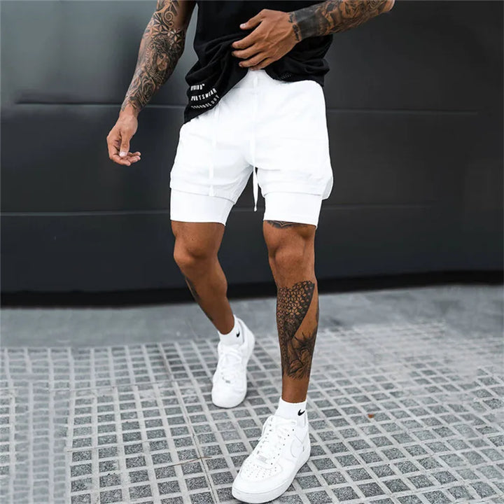 2 In 1 Running Shorts Men Gym Shorts Sport Man 2 In 1 Double-deck Quick Dry Fitness Pants Jogging Pants Sports Sweatpants