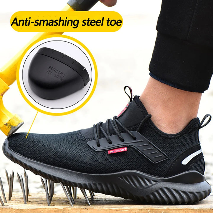 Safety Shoes Men With Steel Toe Cap Anti-smash Men Work Shoes Sneakers Light Puncture-Proof Indestructible Shoes