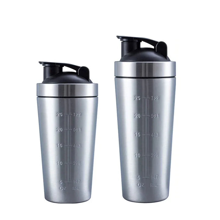 500/750ml Stainless Steel Protein Powder Shaker Bottle Leak Proof Water Bottle for Gym Fitness Sport Whey Shakes Cup with Scale