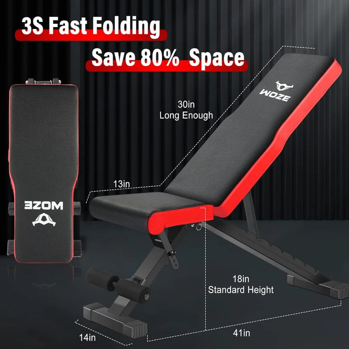 Adjustable Weight Bench, Foldable Workout Bench for Full Body Strength Training, Multi-Purpose Decline Incline Bench