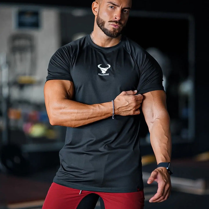 Men's Thin Short Sleeve Ice Silk  Summer Gym exercise T-shirt Slim O-neck Bottoming Fashion Men Clothing Tops