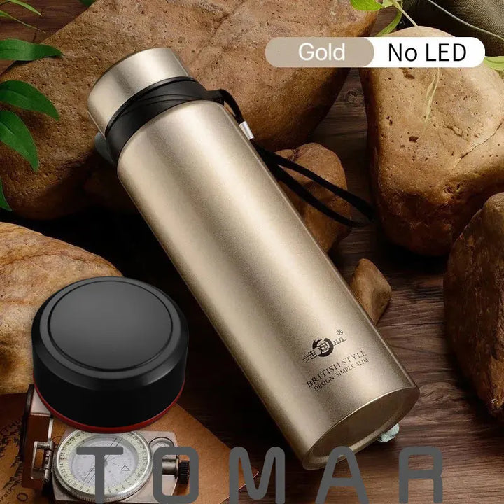 Outdoor Portable 304 Stainless Steel Vacuum Flask Thermal Thermos Bottle for Water,Coffee,With Optional LED